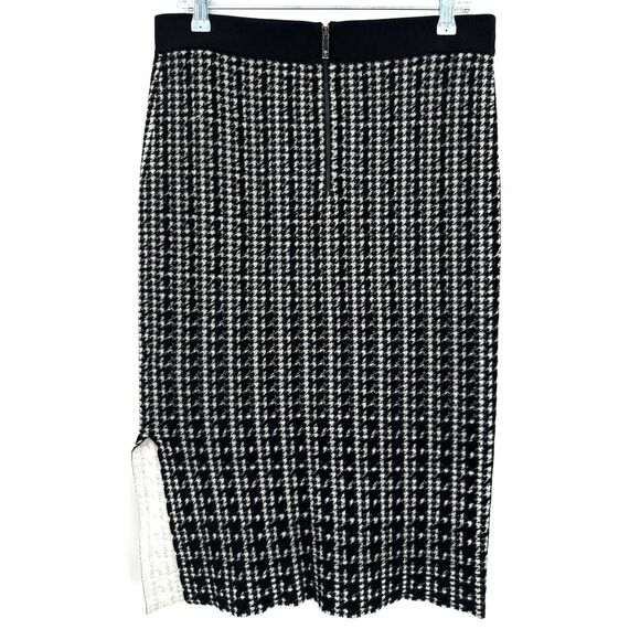 TED BAKER Atlassy Black White Houndstooth Jacquard Midi Skirt Size 4 (US 10) - Picture 3 of 8